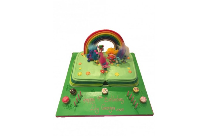 Trolls & Rainbow Cake
